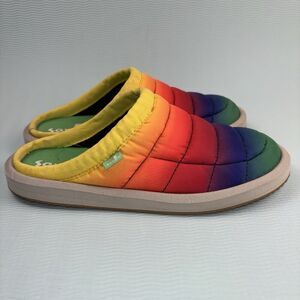 Sanuk Puff N Chill Rainbow Ombre Slip on Loafer Slides Men’s Size 6 Women’s 8